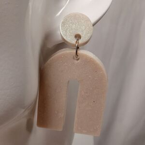 3/$45 Cream resin stud and arch earrings